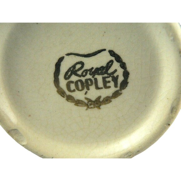 Vase Royal Copley Floral Design Beaded Double Handles 6" Tall - Picture 9 of 12